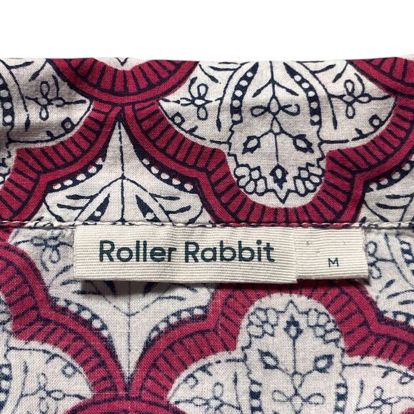 ROLLER RABBIT Women Button-Down Jemina Pajama Top Size Medium Long Sleeve Red - Picture 4 of 16